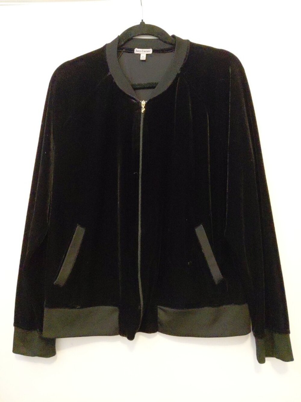 Juicy Couture Womens Black Velour Full Zip Jacket Size XL